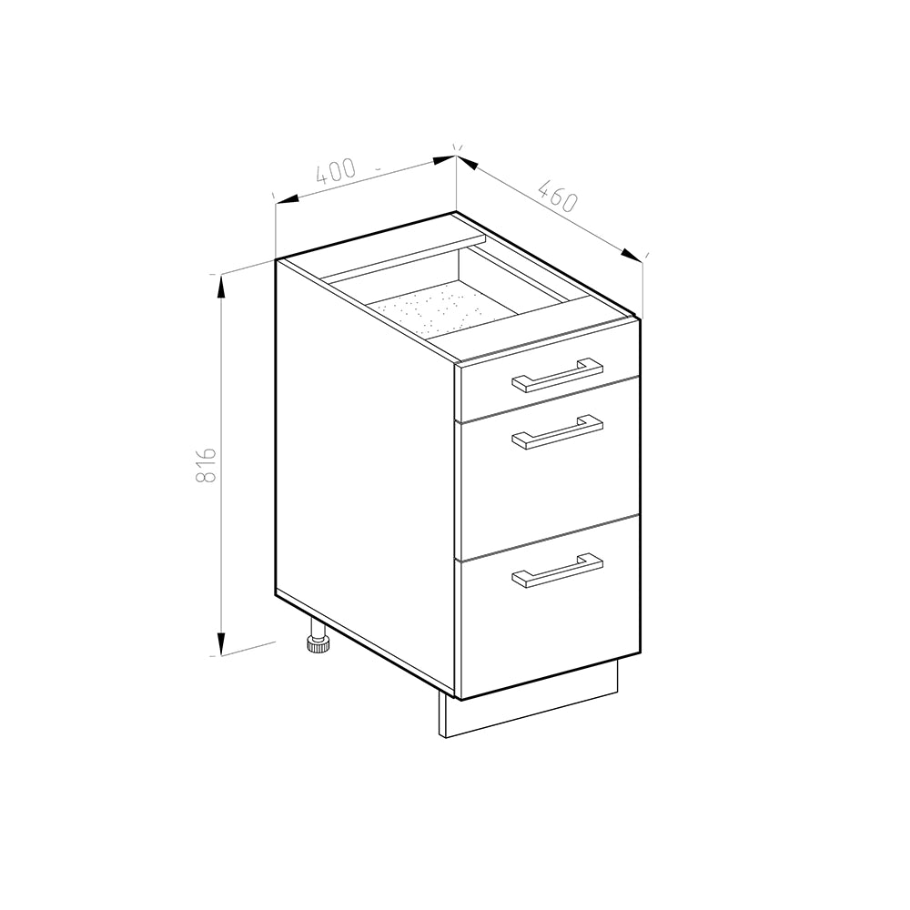 Vicco Base universale Calcestruzzo 40 cm con cassetti