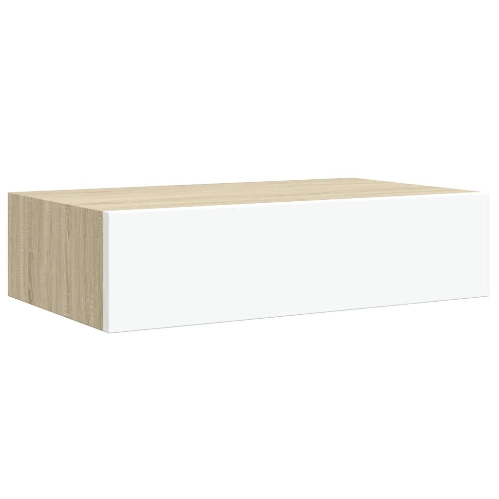 Mensola a muro con cassetti in rovere e bianco 40x23,5x10cm MDF 330249