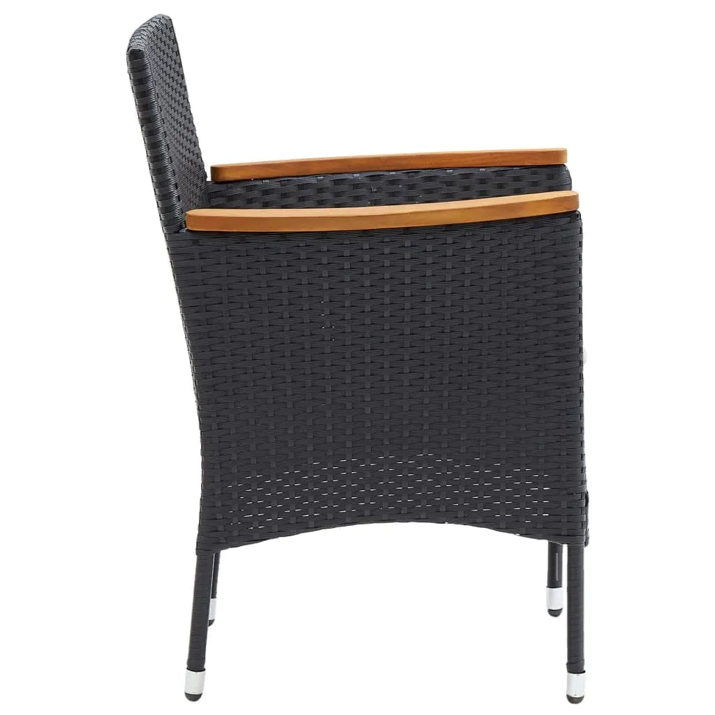 Set da Pranzo per Giardino 5 pz con Cuscini Polyrattan Nero 3095016