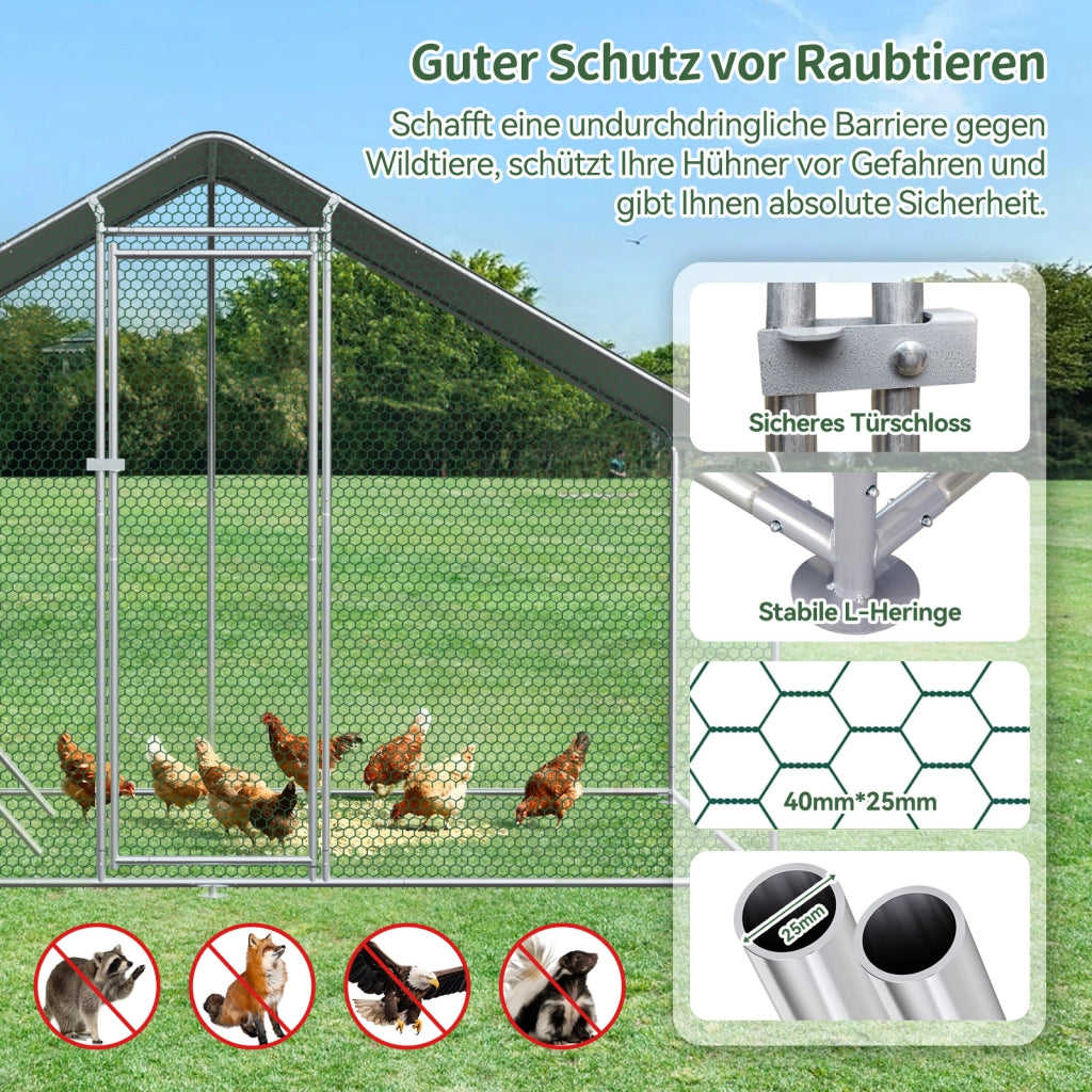 Recinto per Animali Domestici ¨C Minimal ¨C Metallo 3x4x2m con Serratura di Sicurezza e Telo PE Impermeabile