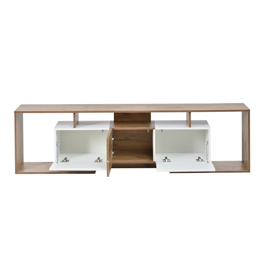 Mobile porta TV bianco e legno naturale 180 cm