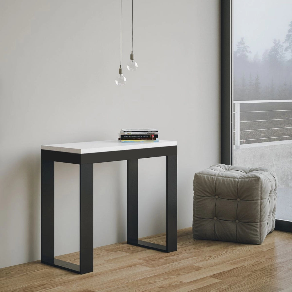 Consolle allungabile 90x40/196 cm Tekno Small Evolution Bianco Frassino telaio Antracite
