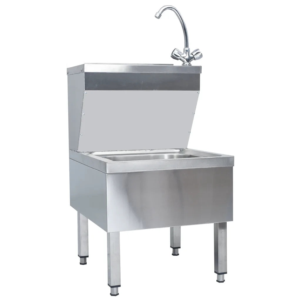 Lavandino Commerciale con Rubinetto da Pavimento Acciaio Inox 51116