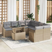 Set Divano da Giardino 9 pcs Beige e Grigio Chiaro polyrattan 3348976