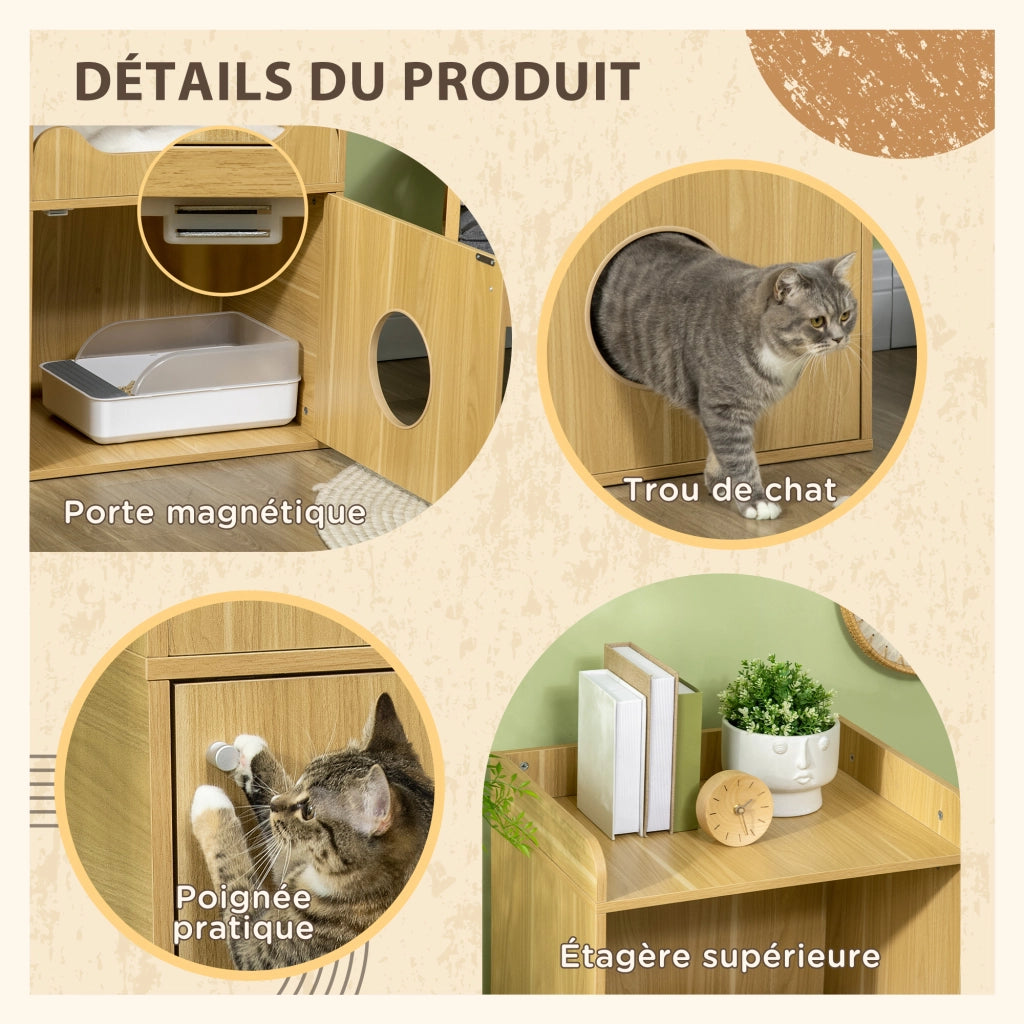 Cassettiera per gatti con porta e cuscino ¨C Minimal ¨C 60x45x103 cm