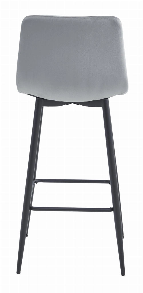 Set di 4 sgabelli da bar Valora KODA in velluto grigio argento con gambe in acciaio nero