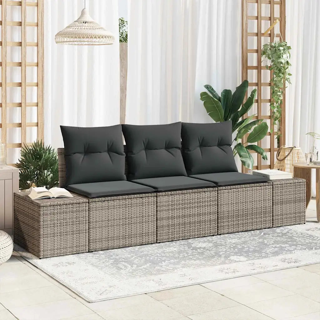 Set Divano da Giardino 3 pcs Grigio polyrattan 3355588
