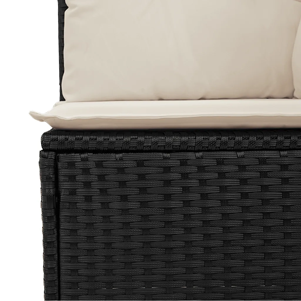 Divano da Giardino con Cuscini a 4 Posti-Sofa da Giardino-Divano da esterno Nero in Polyrattan 410883