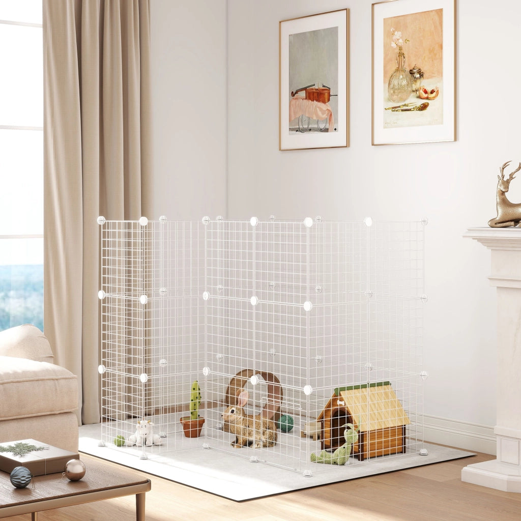 Recinto per animali domestici modulabile a 2 livelli ¨C Minimal ¨C 146x73x73cm bianco