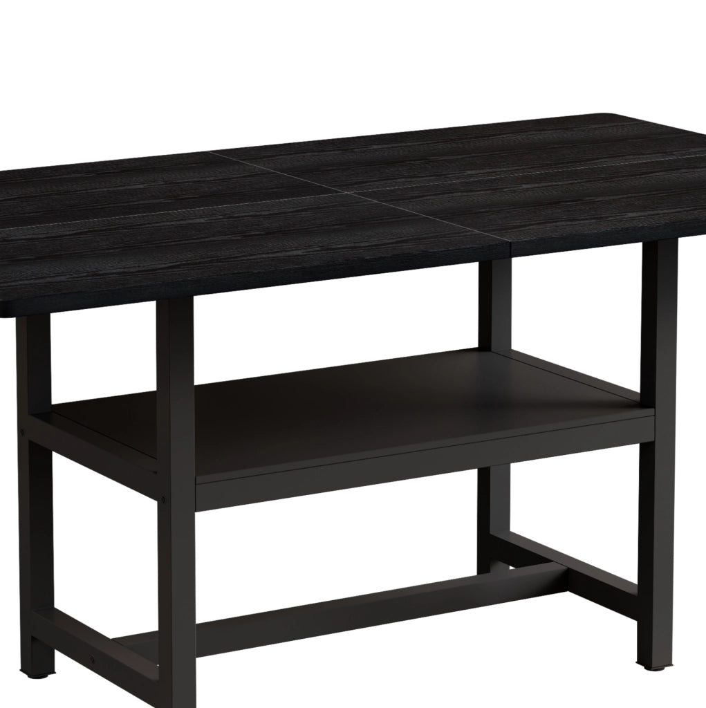 Tavolo da pranzo 160x90x76 cm nero in MDF e metallo, stile industriale, 4-6 persone