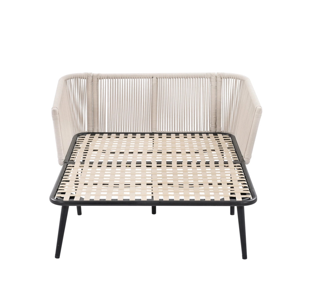 Lettino prendisole da giardino con 2 cuscini imbottiti beige HAVRYA
