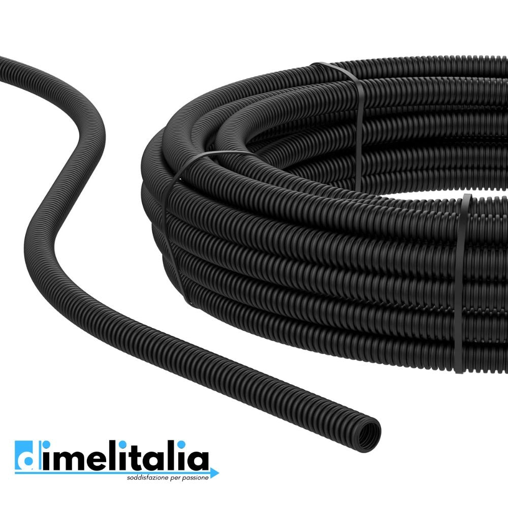 Tubo corrugato guaina cavi elettrici pieghevole pvc autoestinguente nero *** diametro 25 millimetri, lunghezza metri ...