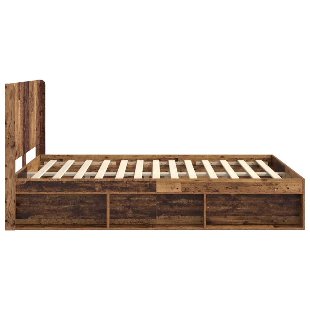 Struttura del letto con stoccaggio e testata Legno antico 3413843
