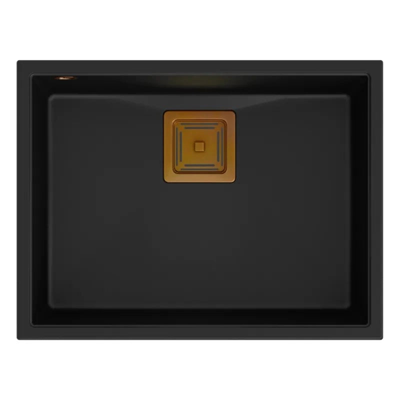 Lavello In Granito David 50 Black Tappo rame spazzolato
