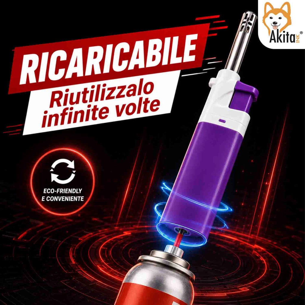 Akitaink Set 5 Accendigas Ricaricabili Colorati