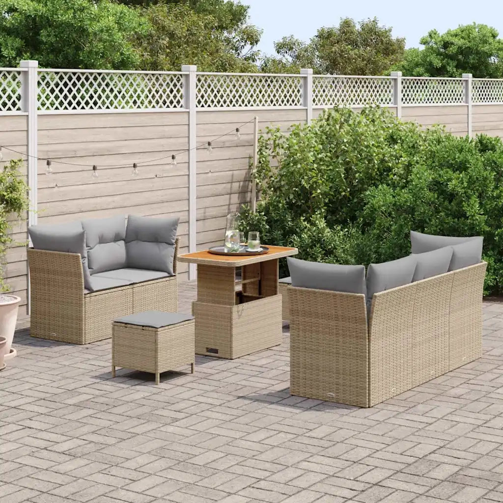 Set Divano da Giardino 8 pcs Beige polyrattan