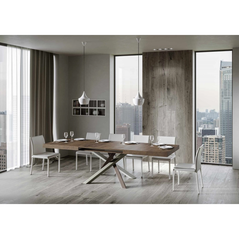 Tavolo allungabile 90x140/244 cm Volantis telaio gambe 4 colori (C) - Noce