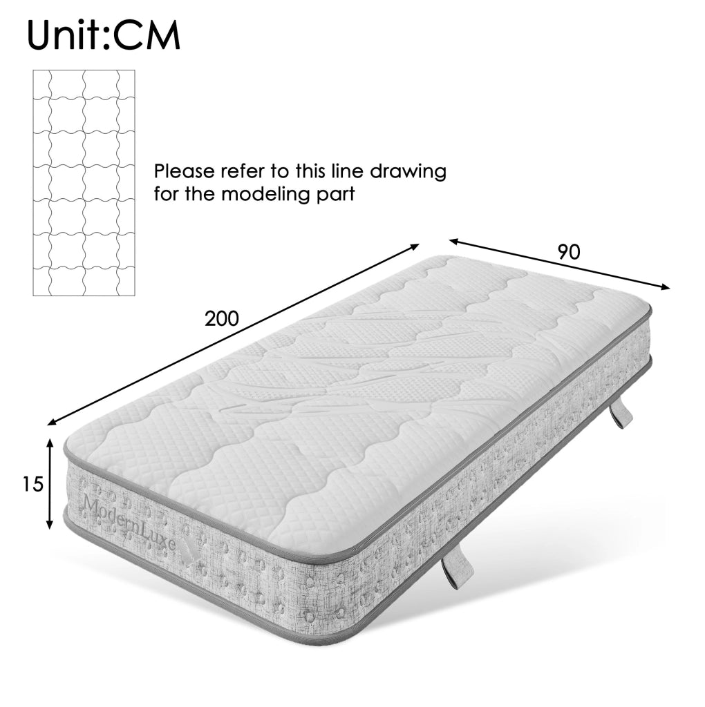 Materasso 90x200 cm H3 a 7 zone con molle insacchettate e schiuma fredda, bianco
