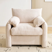 Poltrona moderna in ciniglia; 96 x 82 x 84 cm; monoposto con braccioli; beige