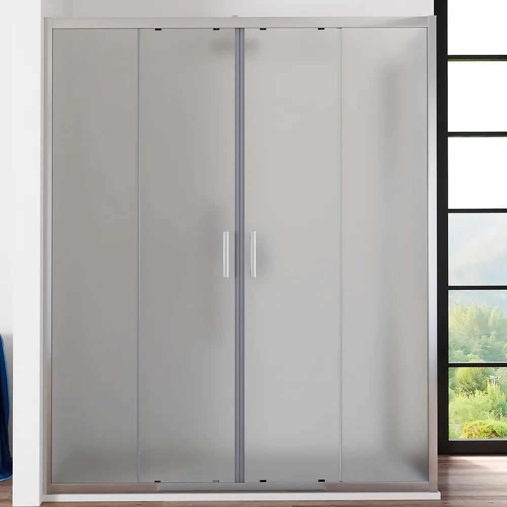 Box doccia angolare 80x140 cm profili cromati vetro 6mm opaco  apertura 2 ante scorrevoli | Favignana