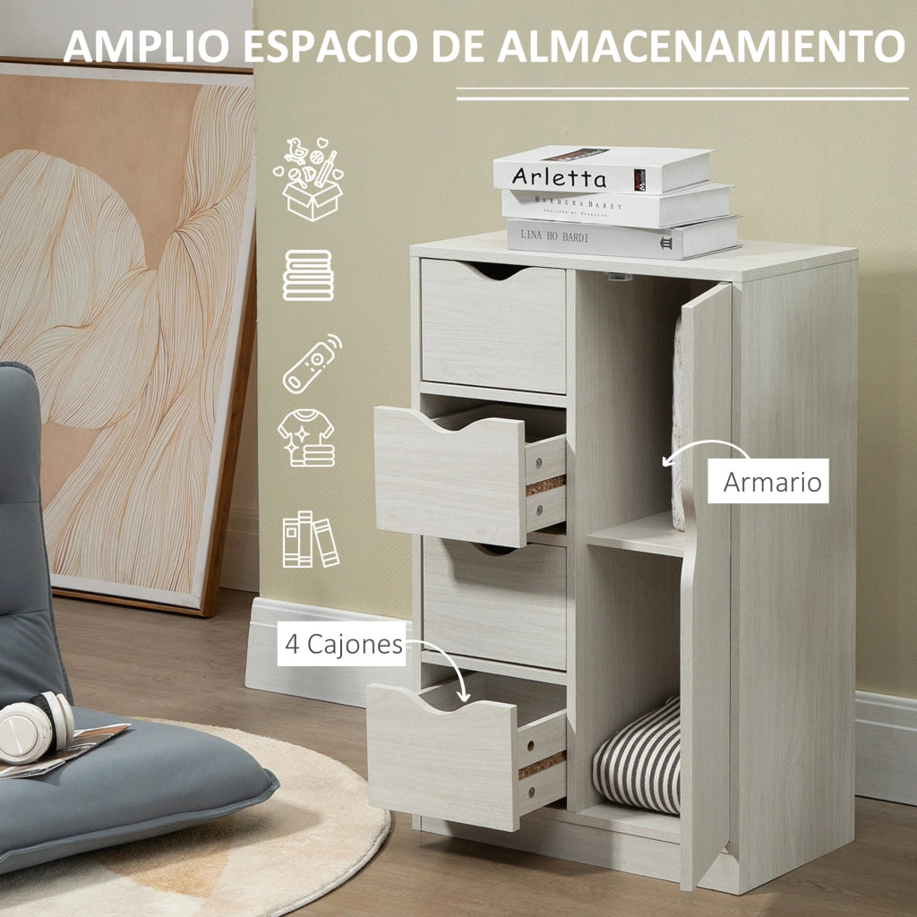Mobile multiuso con cassetti e anta ¨C Xylo ¨C bianco 54x29x83 cm
