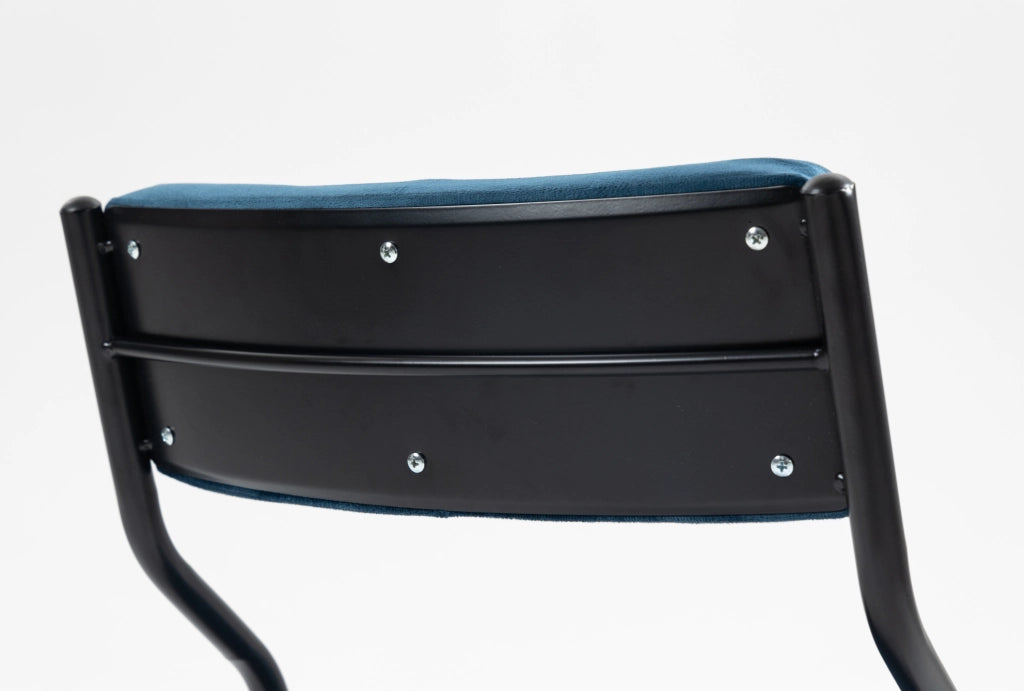 Set di 2 sedie pieghevoli imbottite in velluto blu con struttura in acciaio