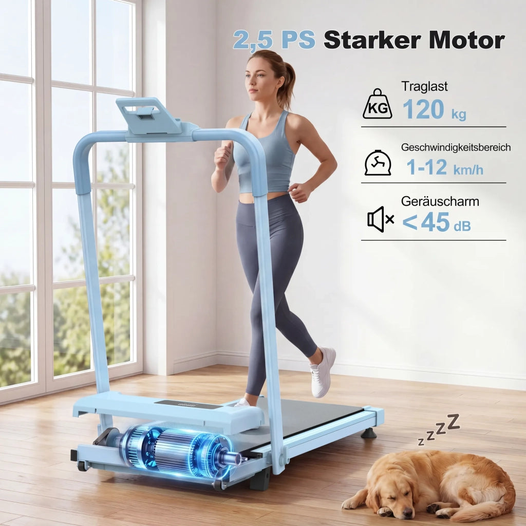 Tapis roulant da scrivania per home office, compatto e portatile con inclinazione. 2-in-1 per camminare, correre e jogging. Portata massima 120 kg.