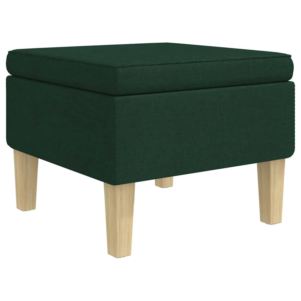 Divano Sedia-Poltrona con Gambe a Dondolo e Sgabello Verde Scuro in Tessuto