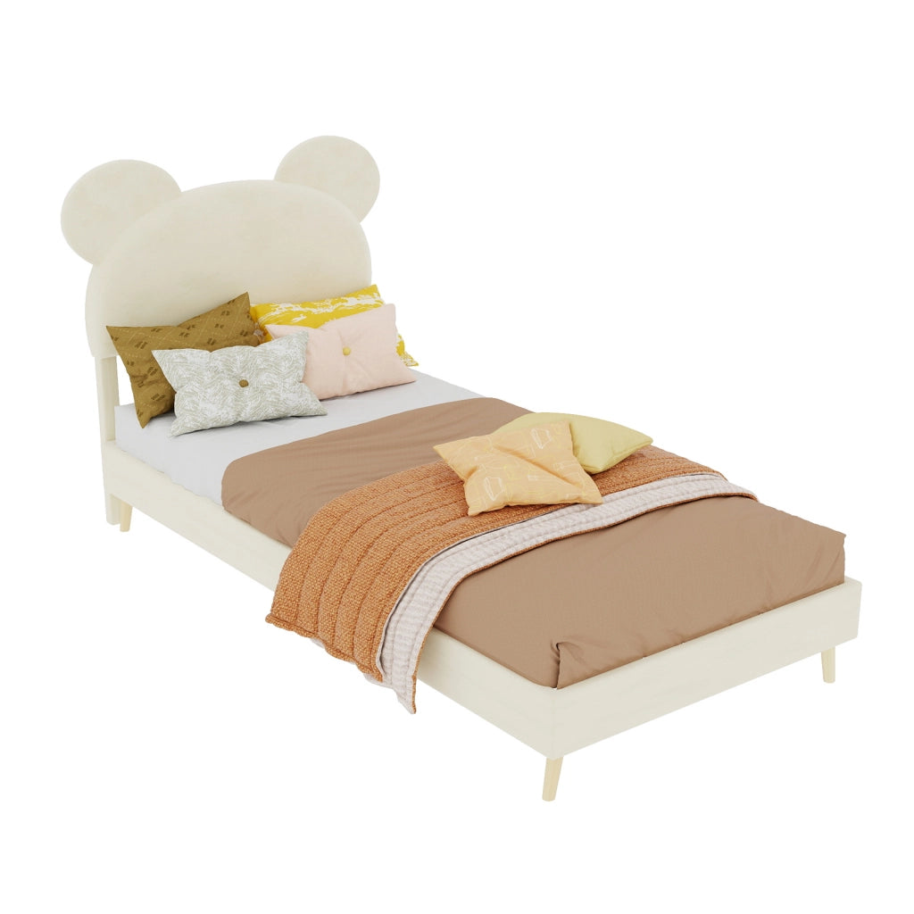 Letto contenitore 90 × 200 cm con testiera imbottita a forma di cartone beige e vano con sollevamento pneumatico