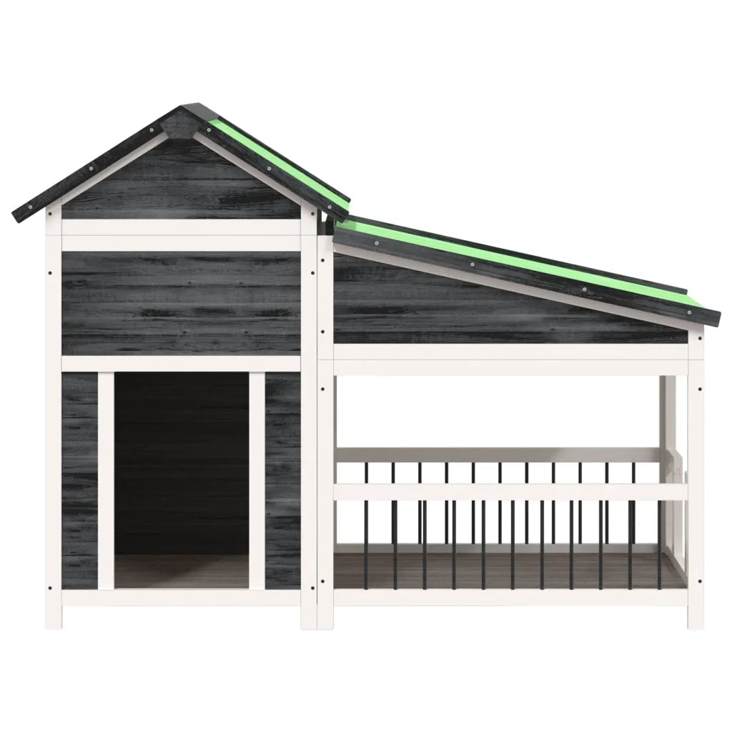 Cuccia per Cani Grigia 143x60,5x109cm in Legno Massello di Pino 172262