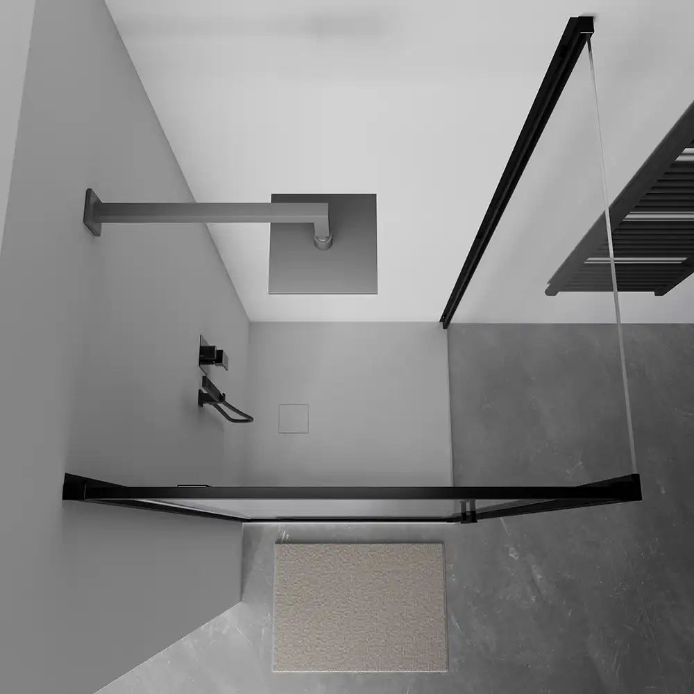 Box doccia 75x70 cm apertura a battente profili neri vetro 6mm trasparente | Apulia