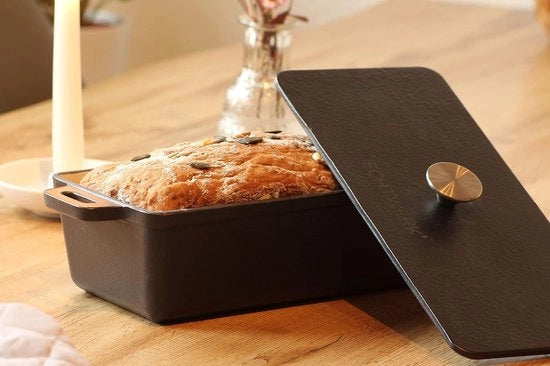 Piatto da forno e griglia in ghisa, teglia con coperchio, stampo da forno, rivestimento in elettrosmalta, per forni, griglia, BBQ e induzione, 1,5 l, Ø 28,2 x 12 cm
