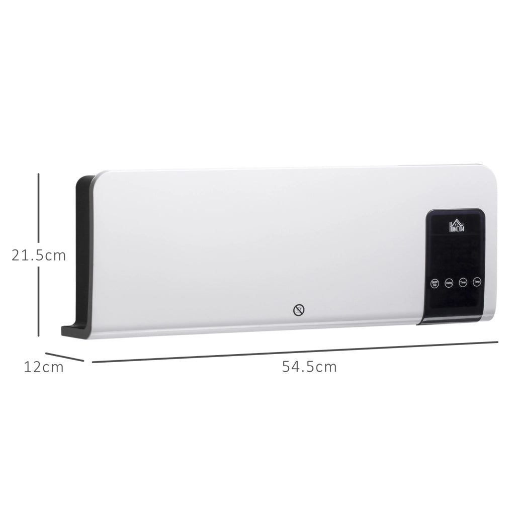 Termoventilatore da Parete Oscillatorio con Timer 12h e 2 Modalit¨¤ di Riscaldamento, 54.5x12x21.5 cm, Bianco