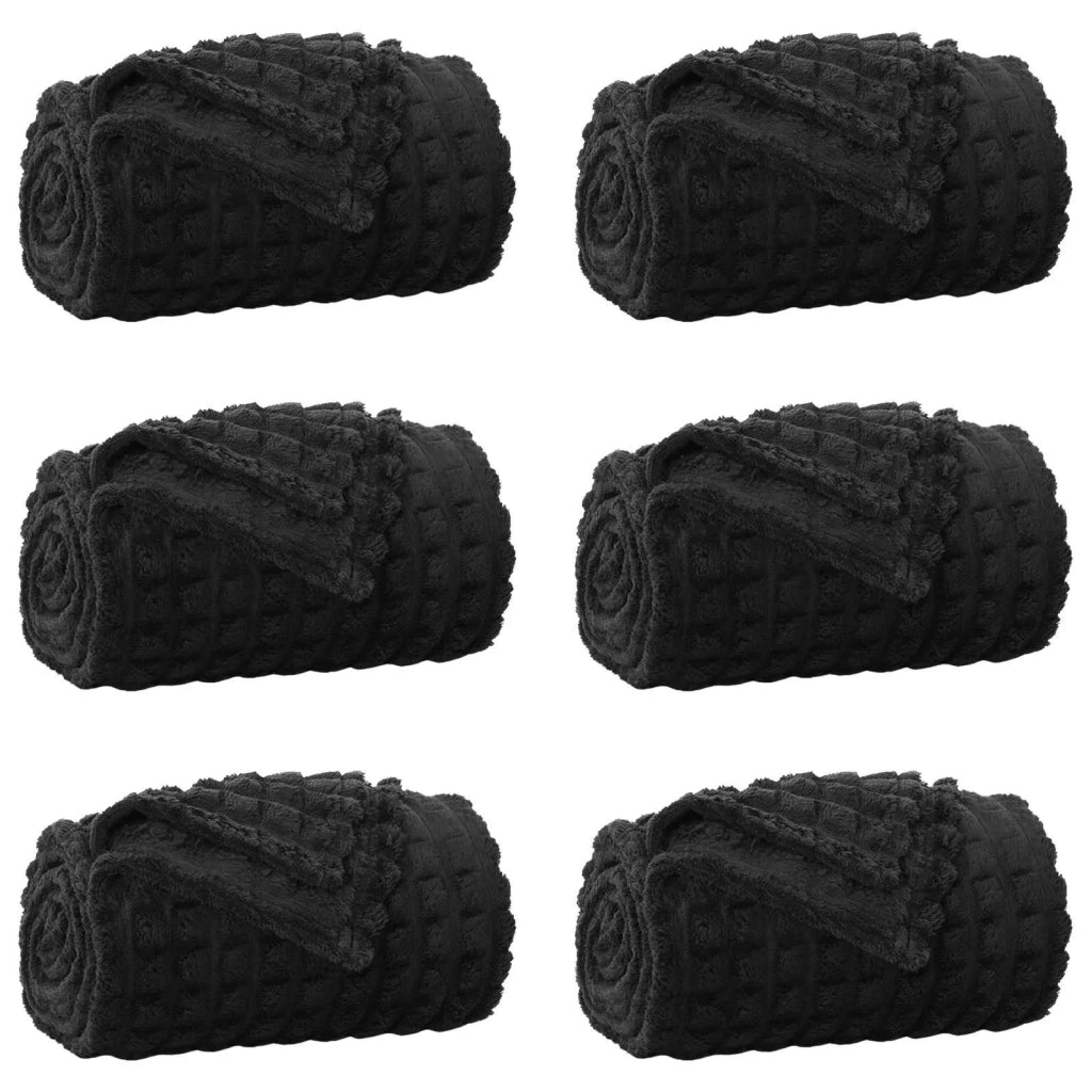 Coperte da Pile 6 pz Nero 270 x 240 cm Panno