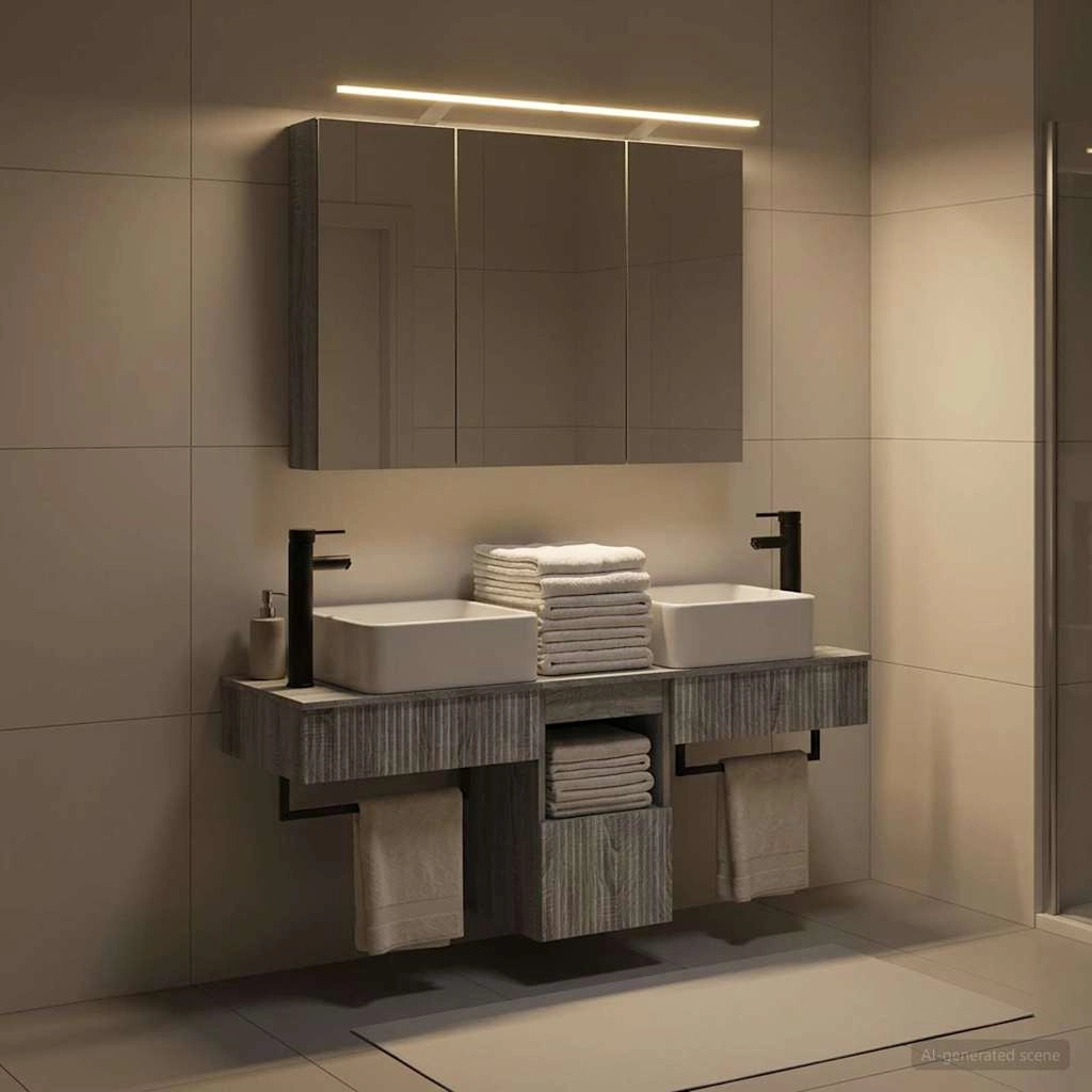 Set di Armadi da Bagno 4 pz Sonoma grigio Legno ingegnerizzato 3406300