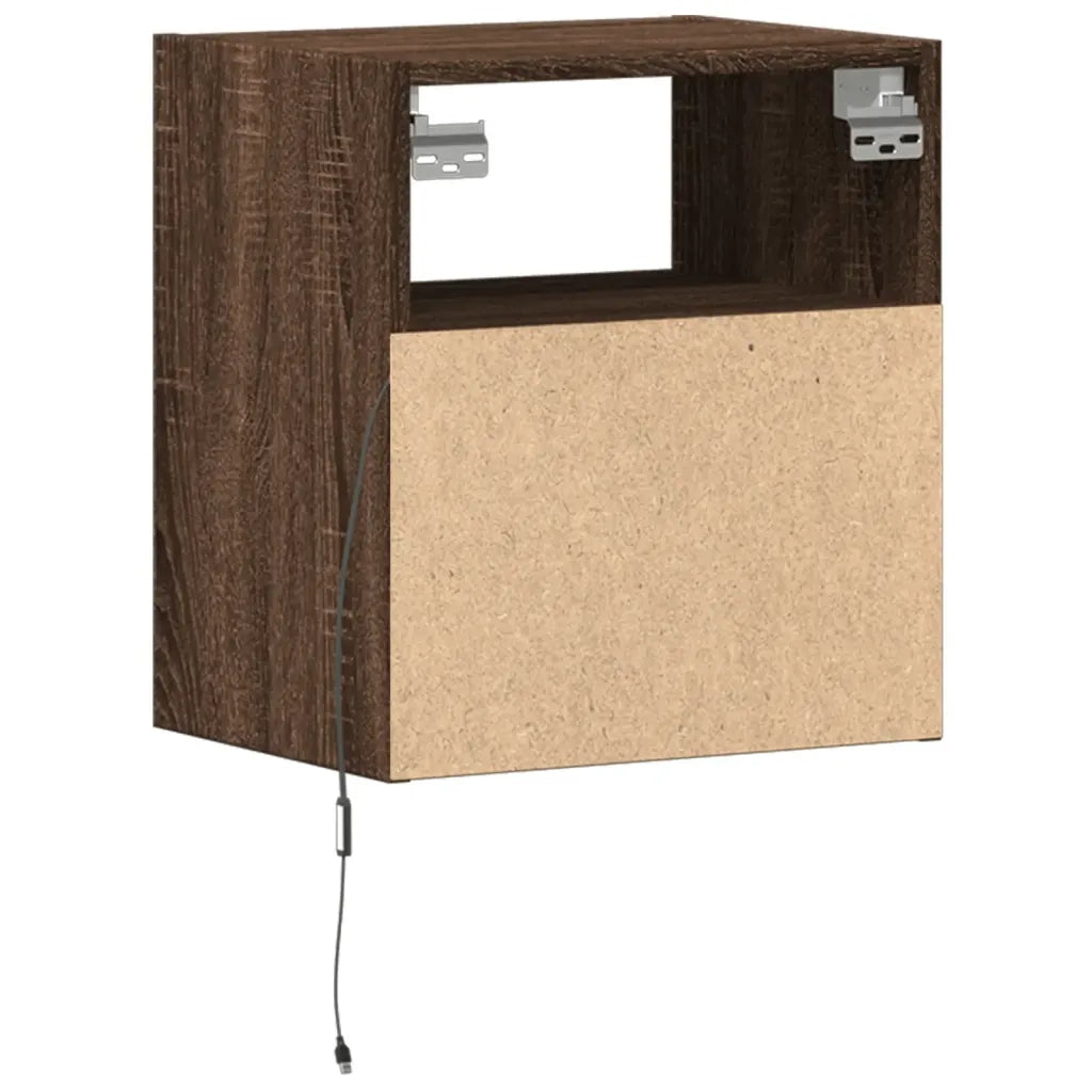 Mobile TV a Parete | Armadietto TV | Mobile Porta TV con Luci LED Rovere Marrone 41x31x45 cm