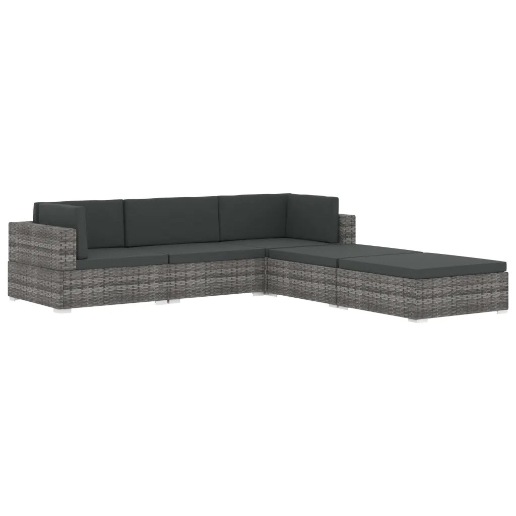 Poltrona | Sedia Relax Modulare ad Angolo 1 pz con Cuscini in Polyrattan Nero