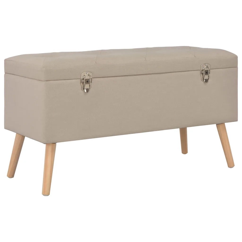 Sgabelli con Contenitore 3 pz in Tessuto Beige