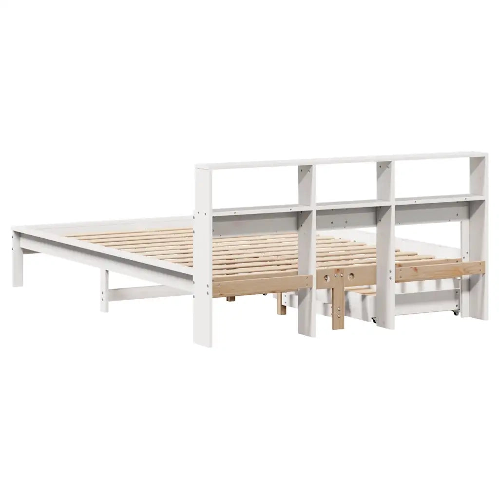 Letto Libreria senza Materasso Bianco 140x190 cm Legno di Pino 3309822