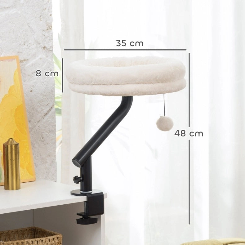 Amaca per gatti ULEVR da scrivania 37x16,5x36,5 cm girevole 360¡ã, altezza regolabile, crema