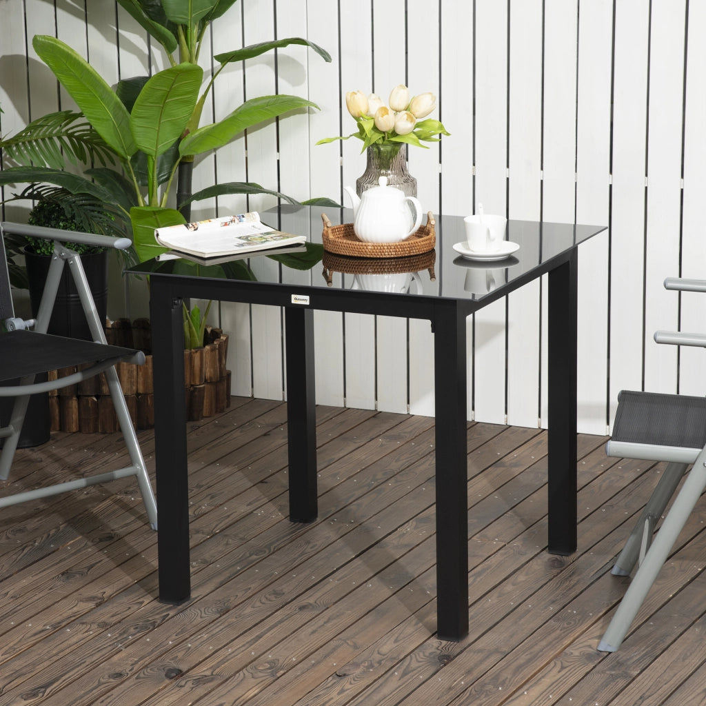 Tavolo da giardino ¨C Minimal ¨C 80x80x74 cm, nero, polyrattan