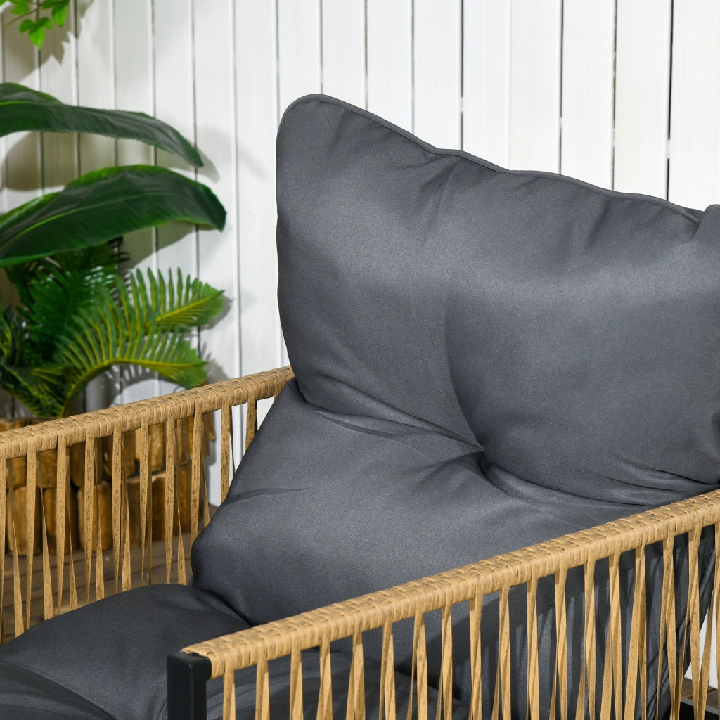 Set da giardino 4 pezzi con cuscini in polyrattan grigio scuro