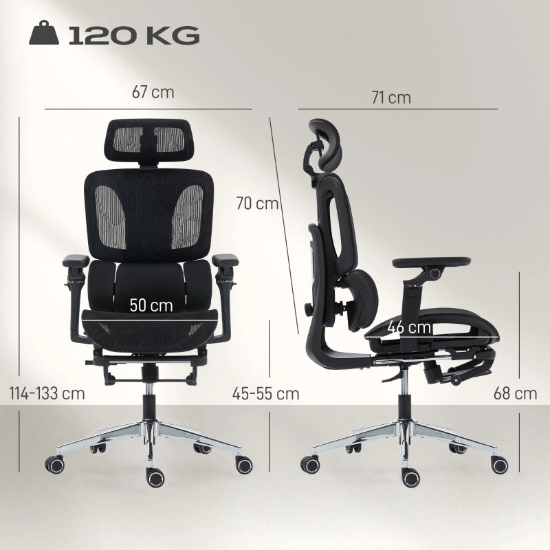 Sedia da ufficio ergonomica con poggiapiedi e braccioli 6D in plastica nera