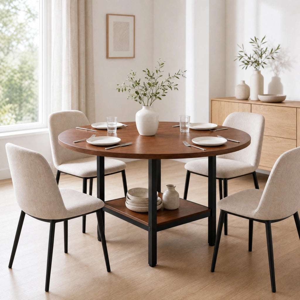 Tavolo da pranzo 4 posti con vano contenitore per cucina in MDF 100×100×77 cm noce