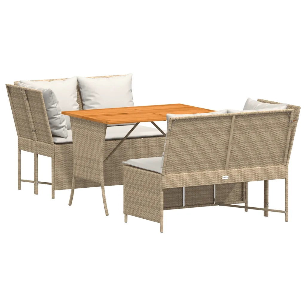 Set Divano da Giardino 3 pz | Set Salotto da Giardino con Cuscini Beige in Polyrattan