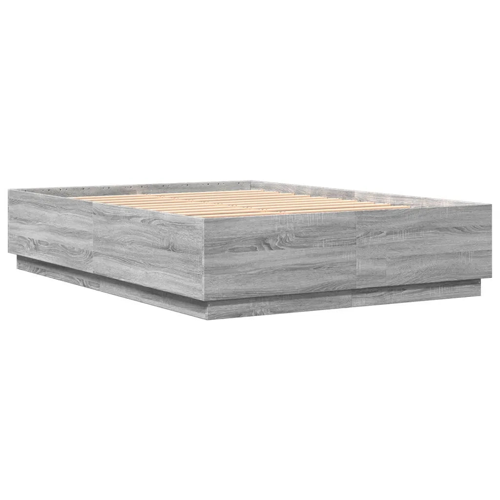 Giroletto Luci LED-Struttura Letto con LED Grigio Sonoma 160x200 cm Legno Multistrato 896053