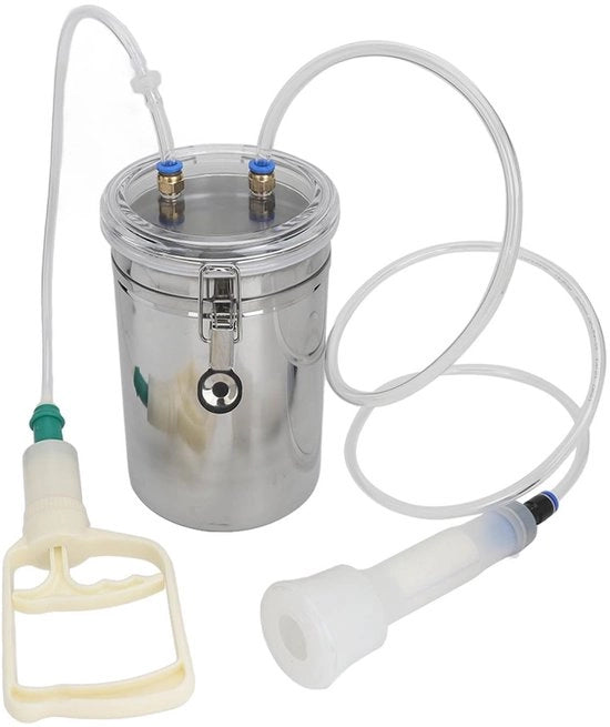 Macchina per la mungitura del latte di capra 2L - Macchina per la mungitura manuale - Macchina per la mungitura portatile per uso domestico - In acciaio inossidabile - Capacità 2L - Inclusa la siringa e la guida d'uso