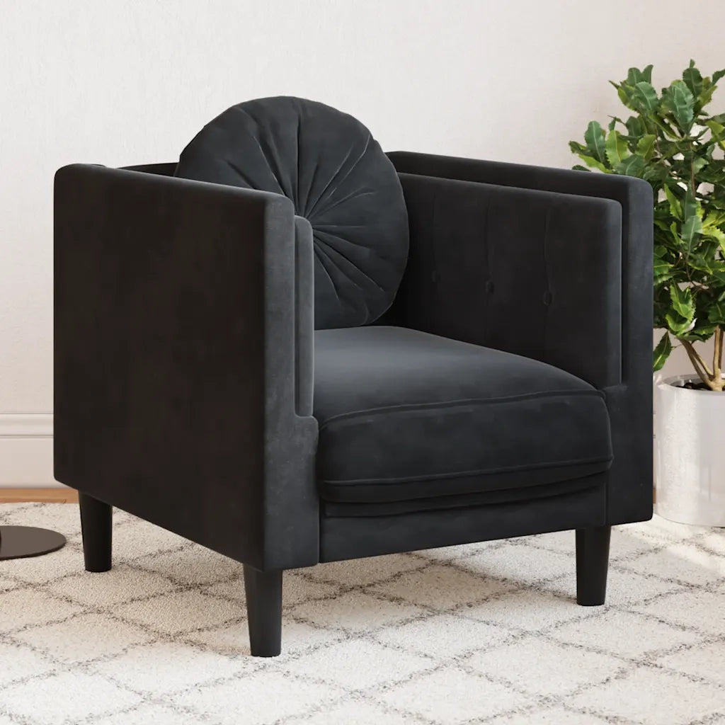 Poltrona | Sedia Relax con Cuscino Nero in Velluto