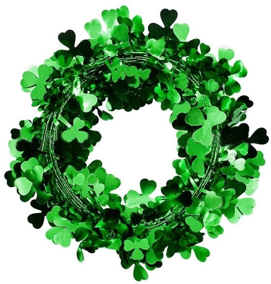 Slinger per foglie di klaver 7 m - Slinger irlandese - Decorazione appesa - Decorazione con lametta - Decorazione per feste - Slinger decorativo in plastica duratura - Slinger decorativo