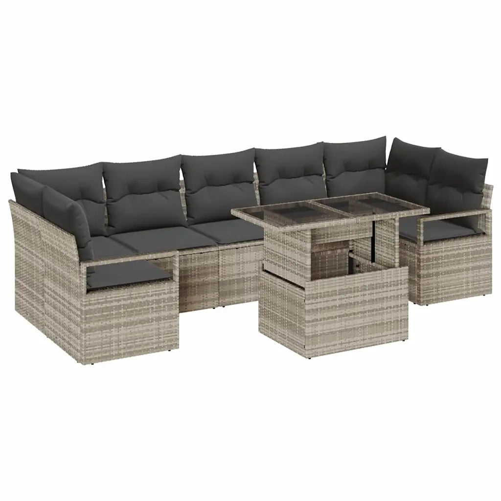 Set Divano da Giardino 8 pcs Grigio chiaro polyrattan